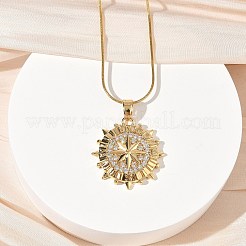 Ожерелья с подвесками из нержавеющей стали 304 с микропаве из прозрачных кубических цирконий для женщин&nbsp;LS-NJEW-Z103-01G-09