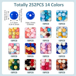 252шт 14 цвета непрозрачные акриловые бусины&nbsp;SACR-TA0001-49