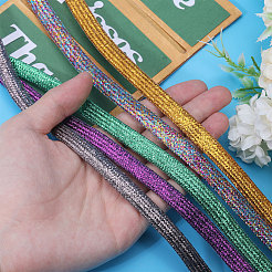 18 пара двухцветных блестящих полиэстеровых шнурков&nbsp;AJEW-GL0002-42