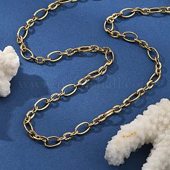 Ожерелья из текстурированной овальной цепочки из нержавеющей стали 304 толщиной 5.5 мм&nbsp;NJEW-T016-12G