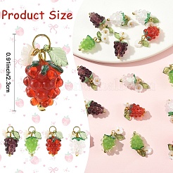 5 шт. подвески в виде винограда ручной работы из смолы и акрила&nbsp;PALLOY-YW00128-01