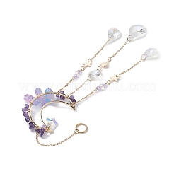 Лунный натуральный аметист и гальванические подвески из натурального кварца&nbsp;HJEW-JM01265