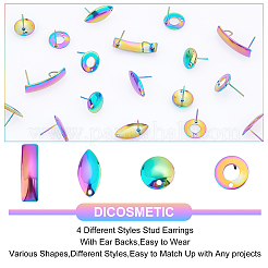 40 шт. 4 стиля радужных цветов фурнитура для сережек-гвоздиков из нержавеющей стали 304 DIY-UN0003-22