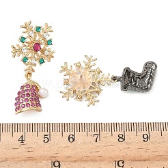 Рождественские серьги-гвоздики со стразами из сплава&nbsp;LS-EJEW-F399-01G