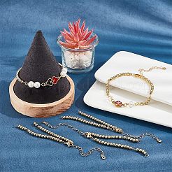 8шт полуготовые латунные круглые браслеты с бусинами AJEW-NB0003-64