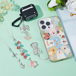 4 шт. ремешок для мобильного телефона из сплава и акрила HJEW-DC00081