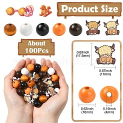 Крупный рогатый скот и круглые деревянные бусины&nbsp;WOOD-CJ0002-31