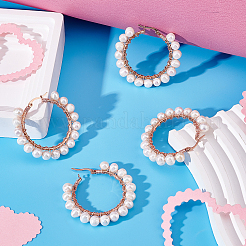2 пара больших серег-колец с натуральным жемчугом EJEW-UN0002-09