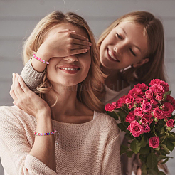 4 набор из 4-х цветных браслетов из полимерной глины Heishi Surfer с плетеными бусинами&nbsp;BJEW-FI0001-68