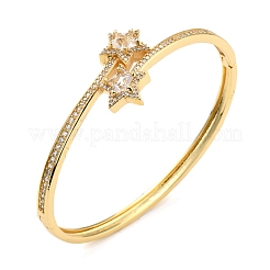 Браслет-манжета со звездой из прозрачного кубического циркония BJEW-I298-20G