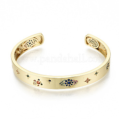 Латунь микро проложить кубического циркония манжеты браслеты BJEW-S142-022-NF