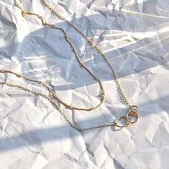 Двухслойные ожерелья из сплава с 3 кольцом для женщин FS-WG29DD6-01