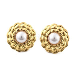 201 плоские круглые серьги-гвоздики из нержавеющей стали EJEW-P304-06G