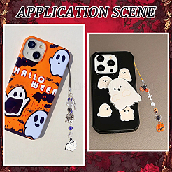 Наборы для изготовления ремешков для мобильных телефонов своими руками из акриловых/стеклянных бусин и эмалевых сплавов на тему Хэллоуина&nbsp;DIY-SC0031-90