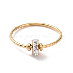 Плоское круглое кольцо на палец с кристаллами и стразами RJEW-D120-22B-G