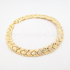 Плетеный узор сплава со стразами цепочки ожерелья и серьги-гвоздики и браслеты и кольца наборы FS-WG1F788-01