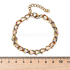 Латунные эмалевые браслеты-цепочки BJEW-S170-01G