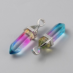 Прозрачные стеклянные двойные заостренные подвески G-WH0016-41K