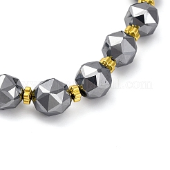 Браслеты из натуральных терагерцовых камней и немагнитных синтетических гематитовых бусин BJEW-H619-02