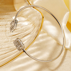 Модные геометрические восьмиугольные прямоугольные латунные браслеты-манжеты из кубического циркония&nbsp;QR7673