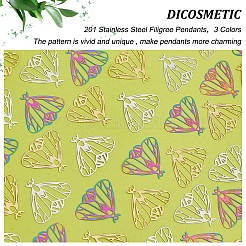 60 шт. 3-х цветные филигранные подвески из нержавеющей стали 201 STAS-DC0008-55