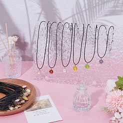 48 шт. 6-цветный эмалированный сплав с подвеской в виде цветка на вощеном шнуре&nbsp;NJEW-GO00002