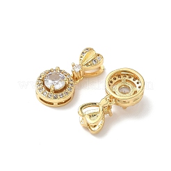 Латунный паве прозрачный кубический цирконий плоский круглый с подвесками в форме сердца&nbsp;KK-Q068-18G