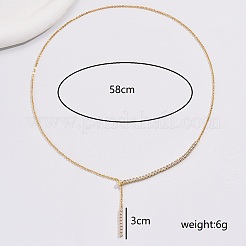 Y-образные ожерелья из латуни с микропаве из прозрачного кубического циркония для женщин DA0945