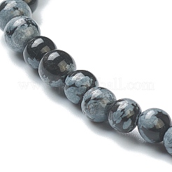 Натуральные снежинки обсидиана бисер браслеты простирания BJEW-A117-A-45