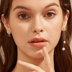 925 серебряная серьга-гвоздик с бантом и фианитами EJEW-Z041-04G