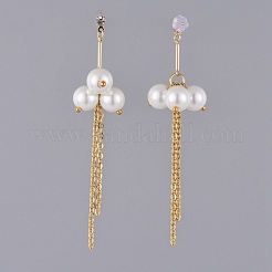 Серьги-гвоздики с экологически чистым стеклом и жемчугом EJEW-JE03813-01