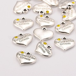 Тема свадьбы античный серебряный тон тибетский стиль сердце с отцом жениха горный хрусталь подвески&nbsp;LS-TIBEP-N005-13B