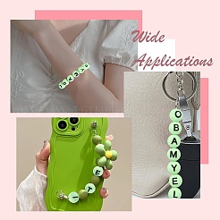 1 набор из 26-х зеленых круглых силиконовых бусин с буквами&nbsp;ST-CJ0041-014