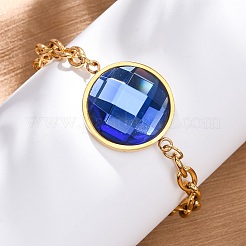 Браслеты из нержавеющей стали 304 с плоскими круглыми звеньями BJEW-A036-10G-01