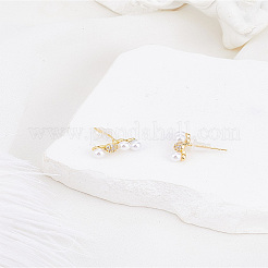 1 пара серег-гвоздиков со стразами из латуни&nbsp;EJEW-LP0007-042