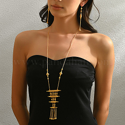 Комплект из латунных ожерелий и серег с геометрическим вырезом и бахромой для женщин SR6338