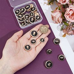 24 шт. 4 стиля 1-отверстий цинковый сплав эмалированные пуговицы на ножке BUTT-OC0001-67