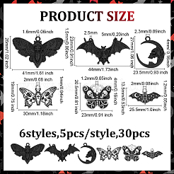 30шт 6 стиля хэллоуин подвески из сплава эмали&nbsp;ENAM-ME0001-26