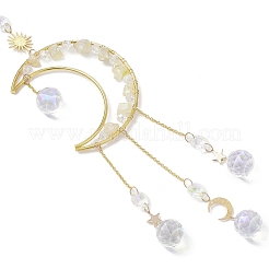 Подвесные ловцы солнца из натурального кварца и латуни HJEW-JM04253-02