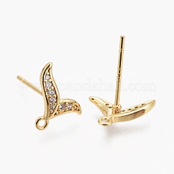 Латунные микро-паве прозрачные серьги-гвоздики из циркония ZIRC-L098-038G