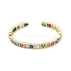 Кубический цирконий геометрическая открытая манжета браслет&nbsp;BJEW-J165-13B-G