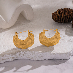 Винтажные серьги-кольца в форме луны из фактурной нержавеющей стали 304.&nbsp;UW4126