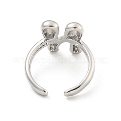 Латунные открытые манжеты с буквами для женщин RJEW-G313-01N-P