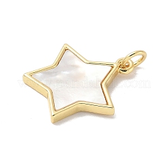 Подвески из латуни с натуральными белыми ракушками KK-S522-05F-G