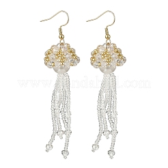 Серьги-подвески в форме медузы из стеклянных бусин из нержавеющей стали 304&nbsp;EJEW-MZ00553-03