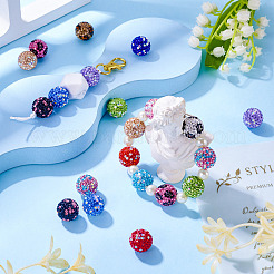15 шт. 15-цветные бусины из полимерной глины ручной работы со стразами&nbsp;RB-TA0001-15