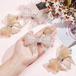 4 шт. 2-цветные украшения для обуви из полиэстера со стразами в виде банта AJEW-HY0001-80B