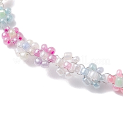 Цветочные стеклянные бусы из бисера ожерелья NJEW-JN04820