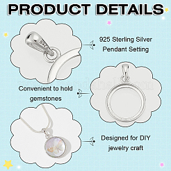 1 шт. 925 оправы для подвески из стерлингового серебра в форме кабошона STER-BC0002-78A