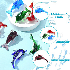 10 шт. 5-х цветные подвески ручной работы из серебряной фольги в технике лэмпворк LAMP-CJ0002-53